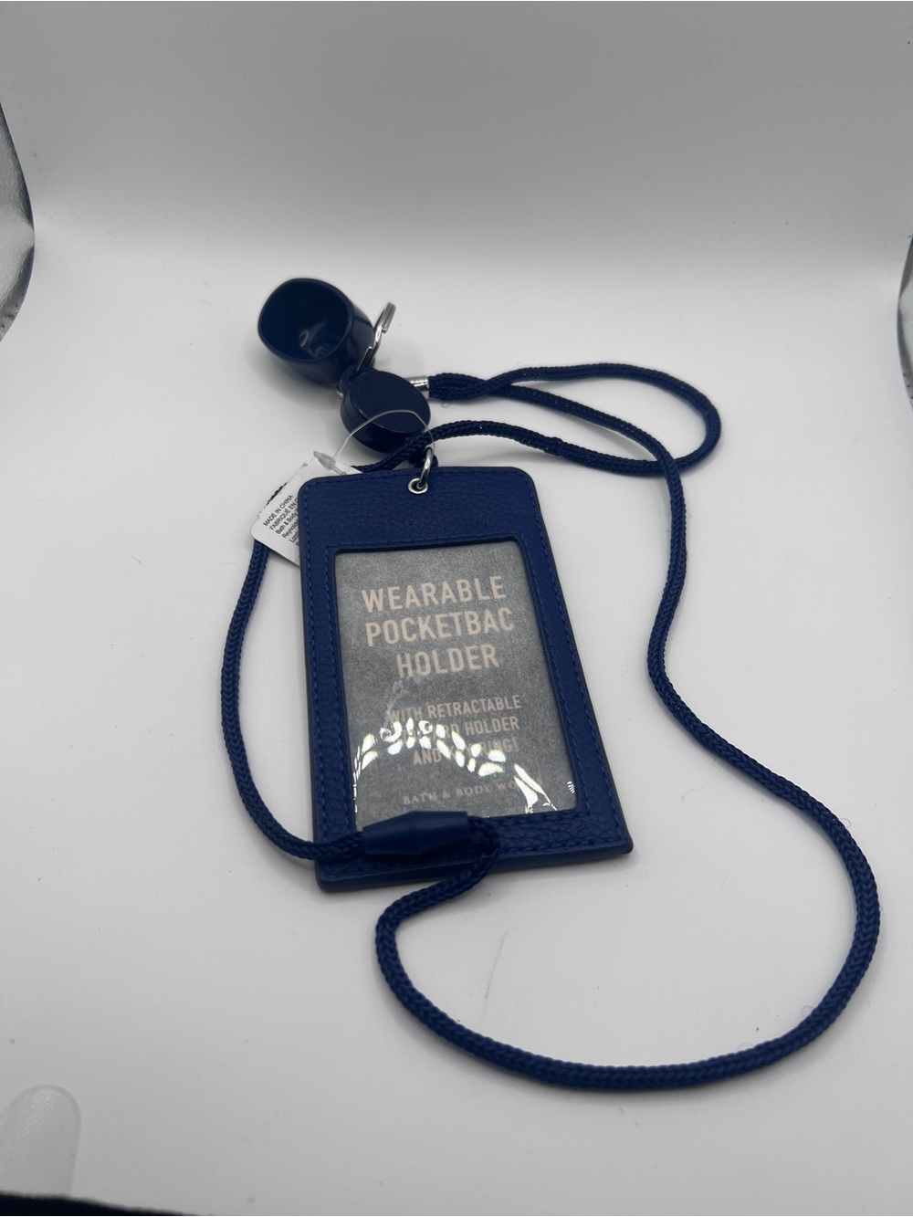 Bath & Body Works Wearable PocketBac Holder Navy Lanyard ID Badge NWT